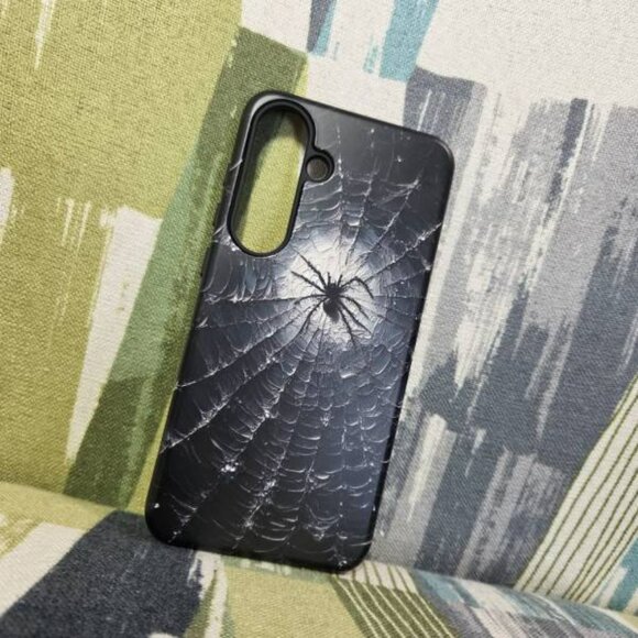 Samsung Galaxy S25 Plus Spider Web Tough Phone Case Duel Layers Matte Black & Wh - Picture 8 of 9